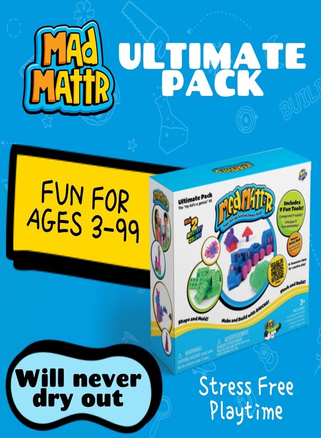 Mad Mattr Ultimate Pack, Fun for Ages 3 and up, 10oz of Mad Mattr, Extruders, Ultimate Brick Makers, a Safe Cutting Tool, Non-Toxic Dough and Never Dries Out - Image 2